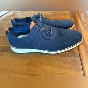 Cole Haan Original Grand Knit Oxford Wingtip Navy and Cream Dress Shoes Mens 13M